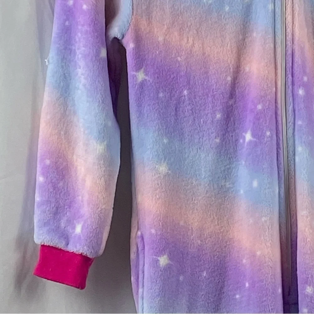 Girl Colorful Unicorn Starry Hooded Onesie Size Medium 7-8